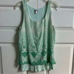 Express Sequin Aqua Teal Green Hombre Sleeveless Blouse, Tank, Size XS